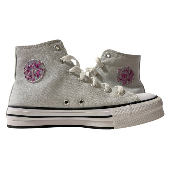 RARE Authentic Converse Women's Silver Glitter (CTAS) EVA Lift HI: Sz. 8 - A+ - Picture 1 of 6